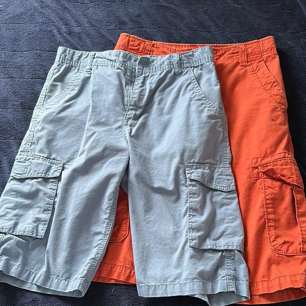 Men's Orange and Gray Cargo Shorts